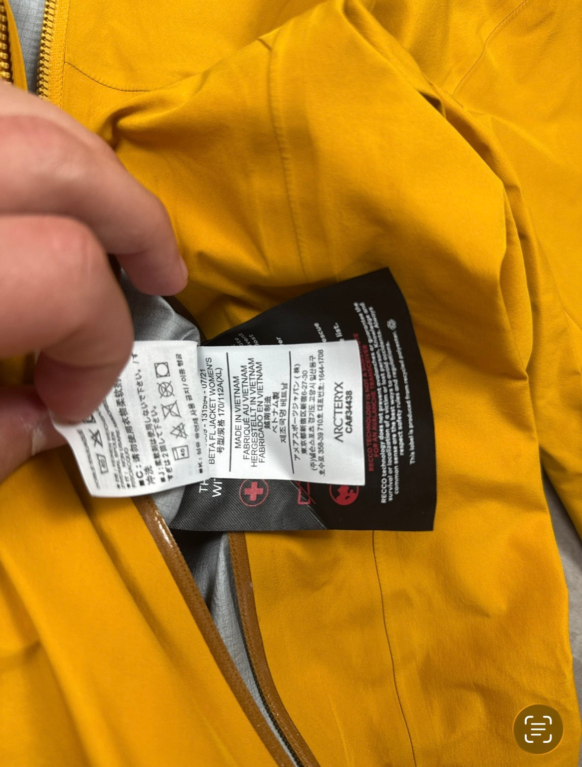 Arcteryx Hardshell Jacke Gelb Gr. XL Damen - Gelb - XL Damen