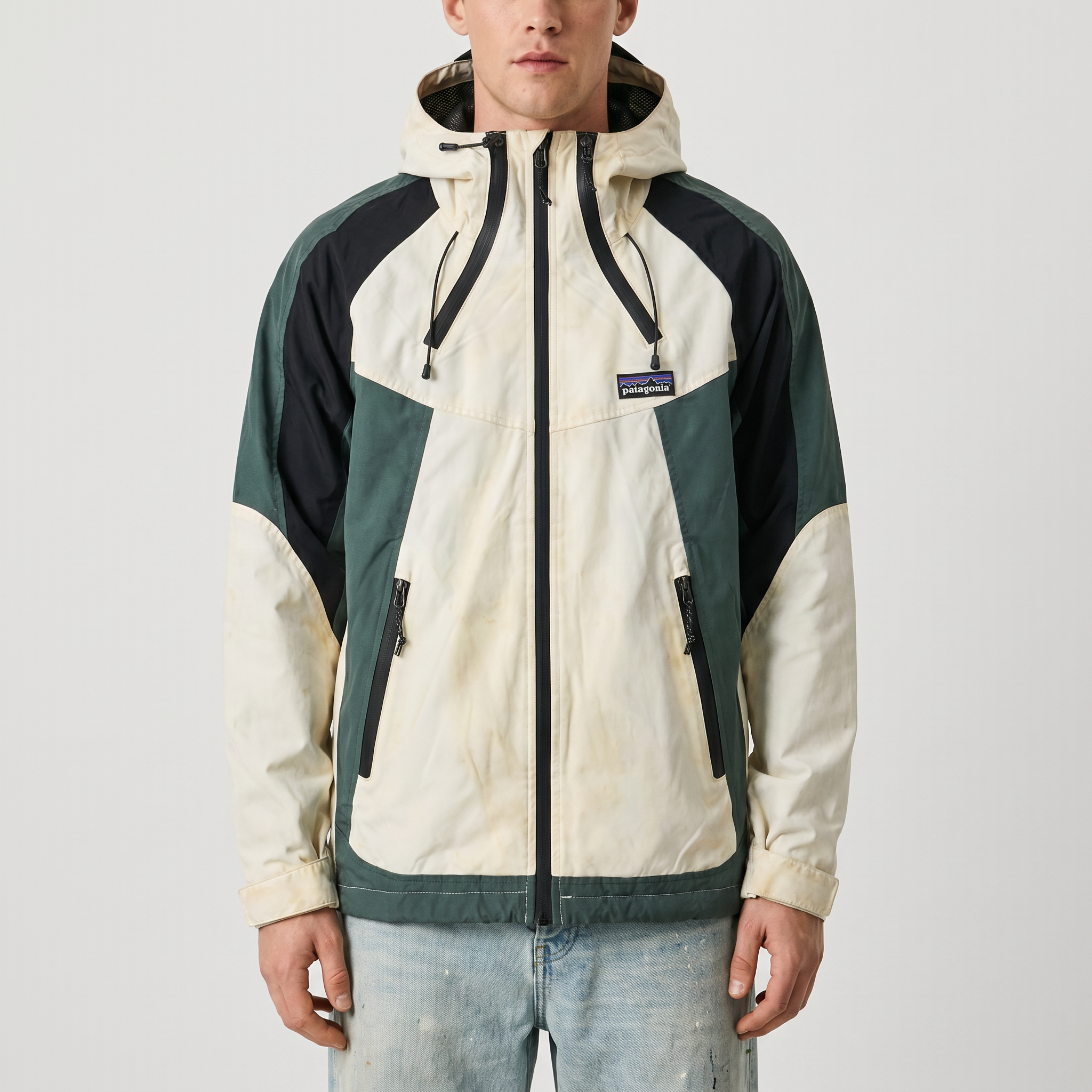 Patagonia Windbreaker Weiß Grün Gr. M - Weiß - M