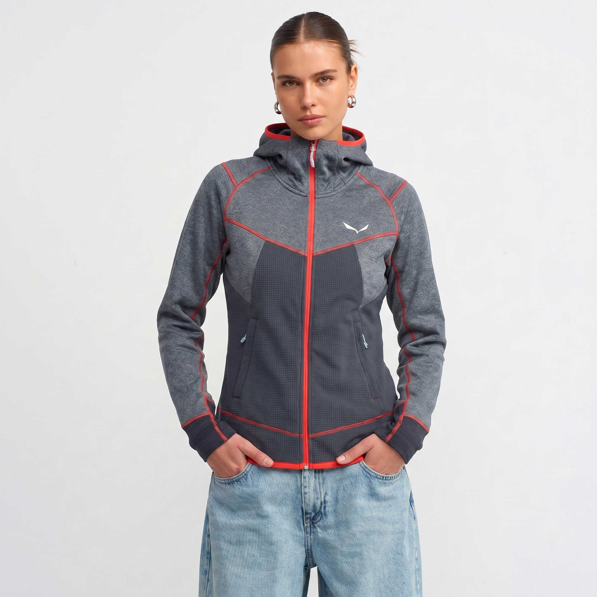 Salewa Fleece Jacke Grau Gr. S - Grau - S Damen